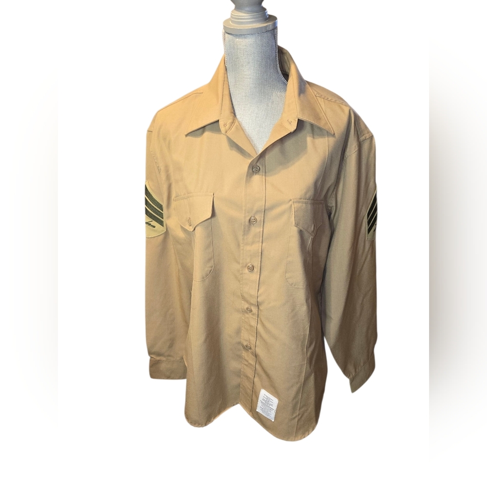 Defense Logistics Agency Long Sleeve Khaki Shirt 17.5X37 EUC